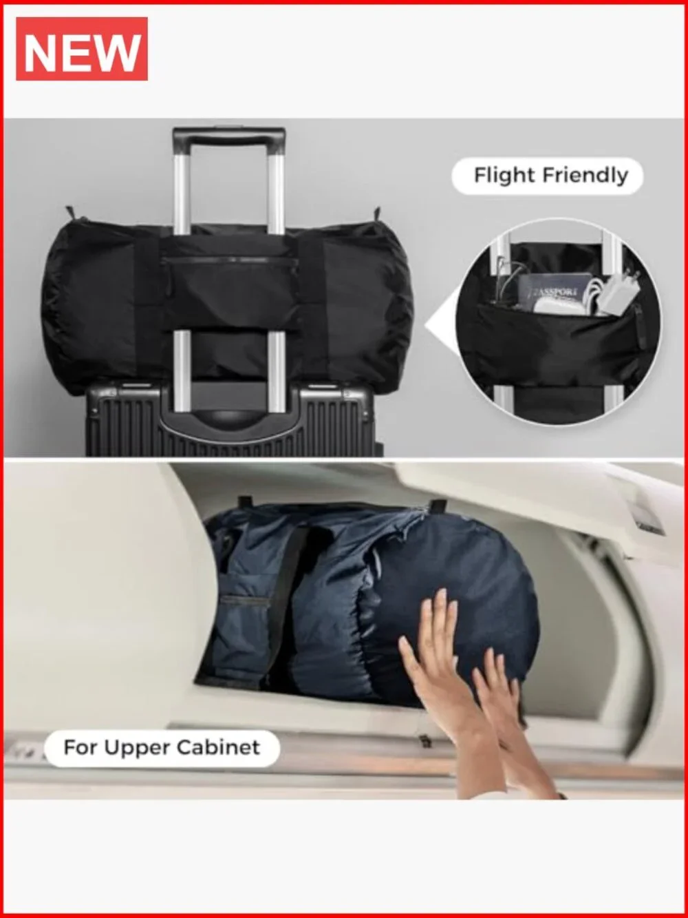 Lightweight Travel Duffel Bag, Water-Resistant Sports Gym Bag, 32L Foldable